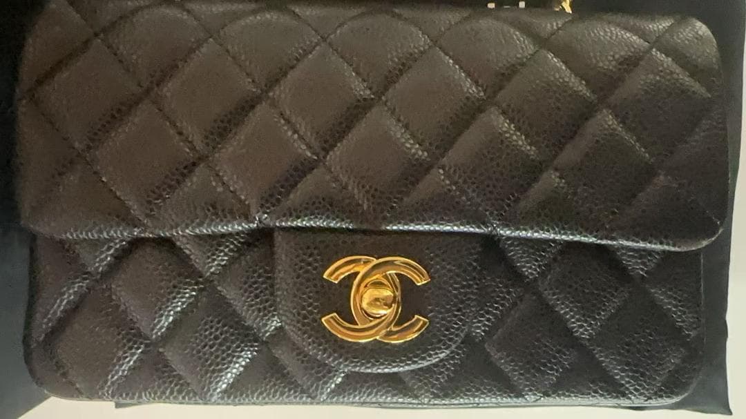 ブラックレザー ショルダーバッグ CF 20*12*6CM