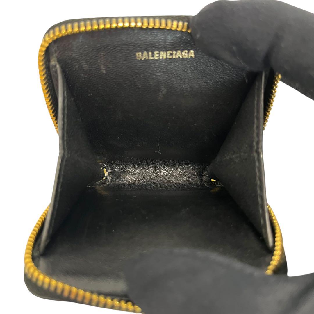 希少✨バレンシアガ ケース ラウンドファスナー ロゴ レザー ブラック