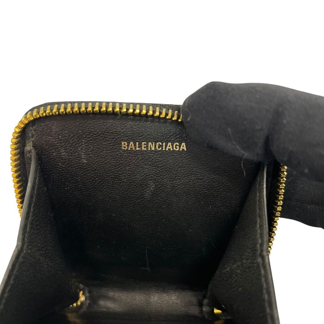 希少✨バレンシアガ ケース ラウンドファスナー ロゴ レザー ブラック