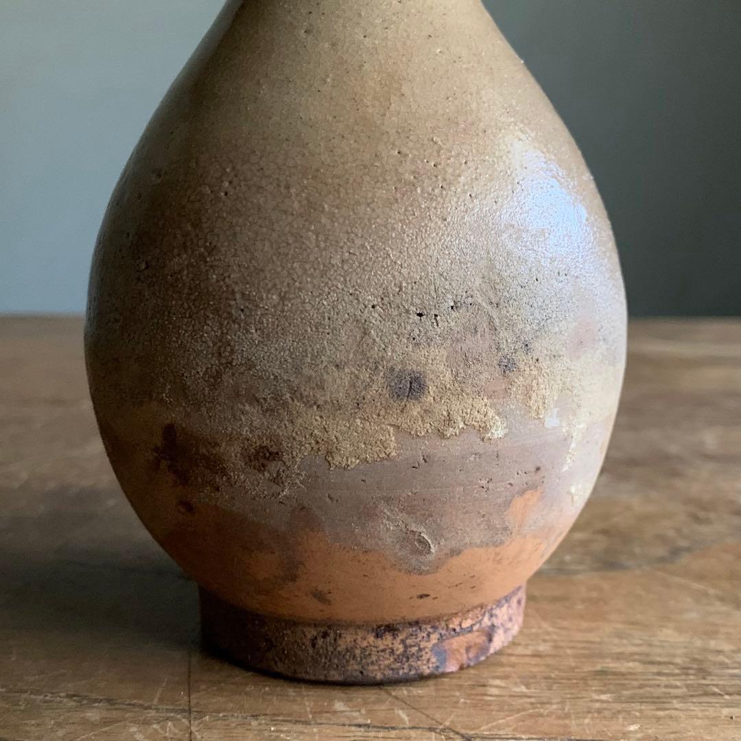 壺屋焼 灰釉褐釉流掛け瓶 18世紀 徳利 壺屋 鉄絵 古美術 琉球美術 湧田焼