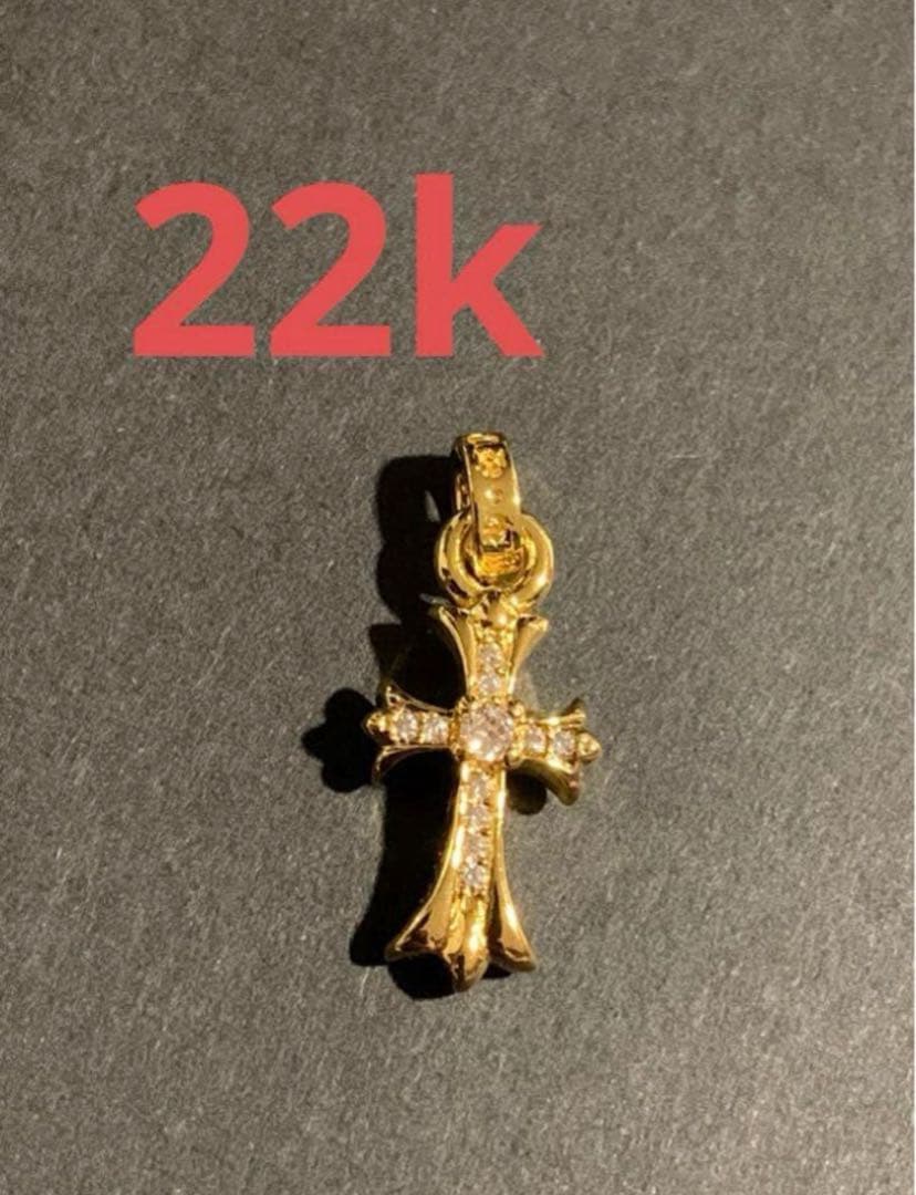 22k ベビーファット　ダイヤ　ネックレストップ