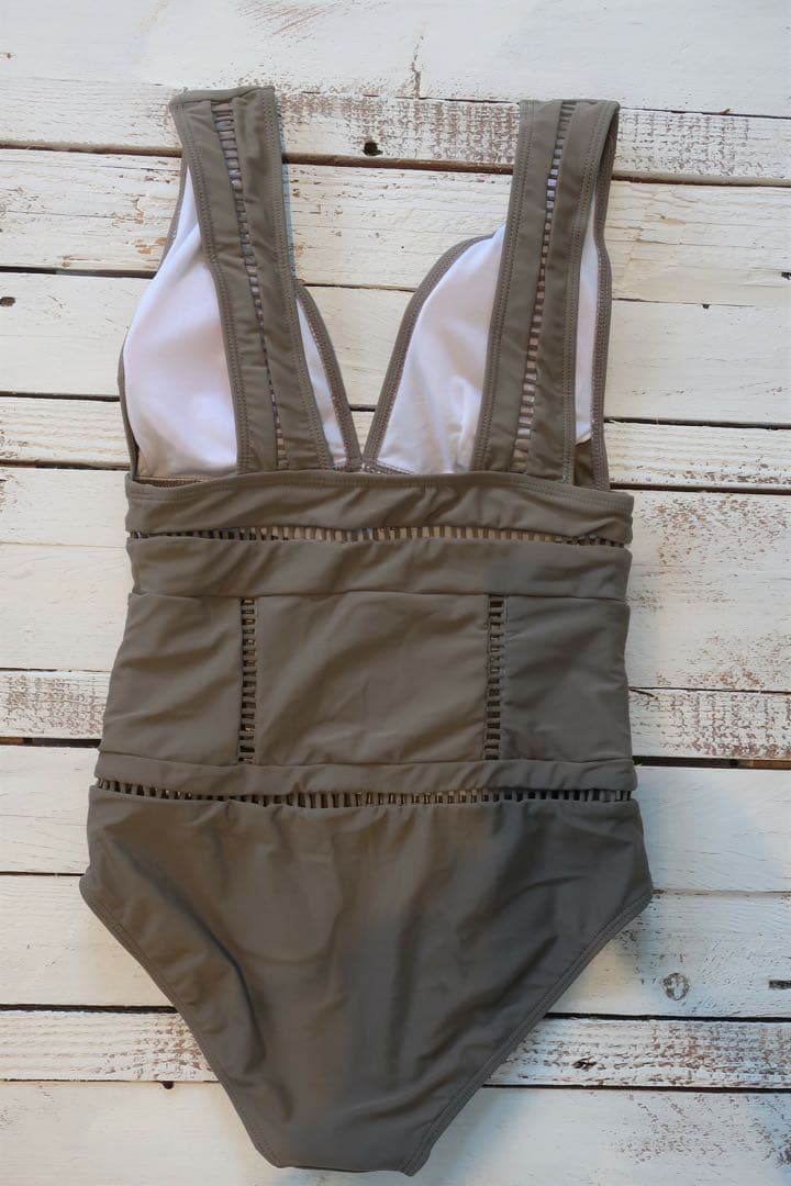 anzie ラダーカット グレージュ ワンピース 水着 スイムウェア