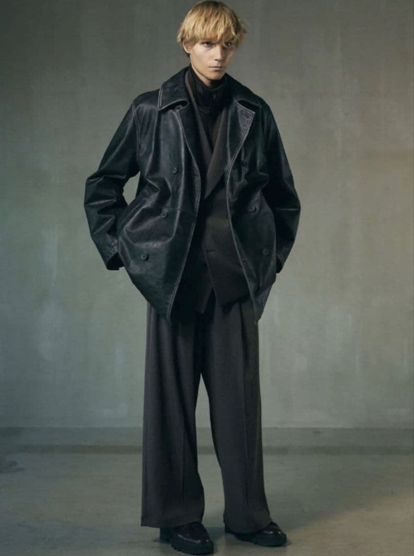 メゾンスペシャル バッファロー レザー オーバー ダブル ショート コート