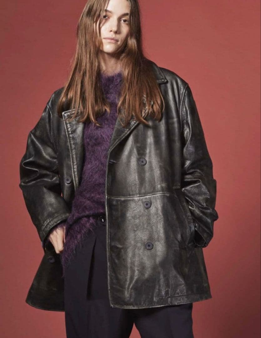 メゾンスペシャル バッファロー レザー オーバー ダブル ショート コート