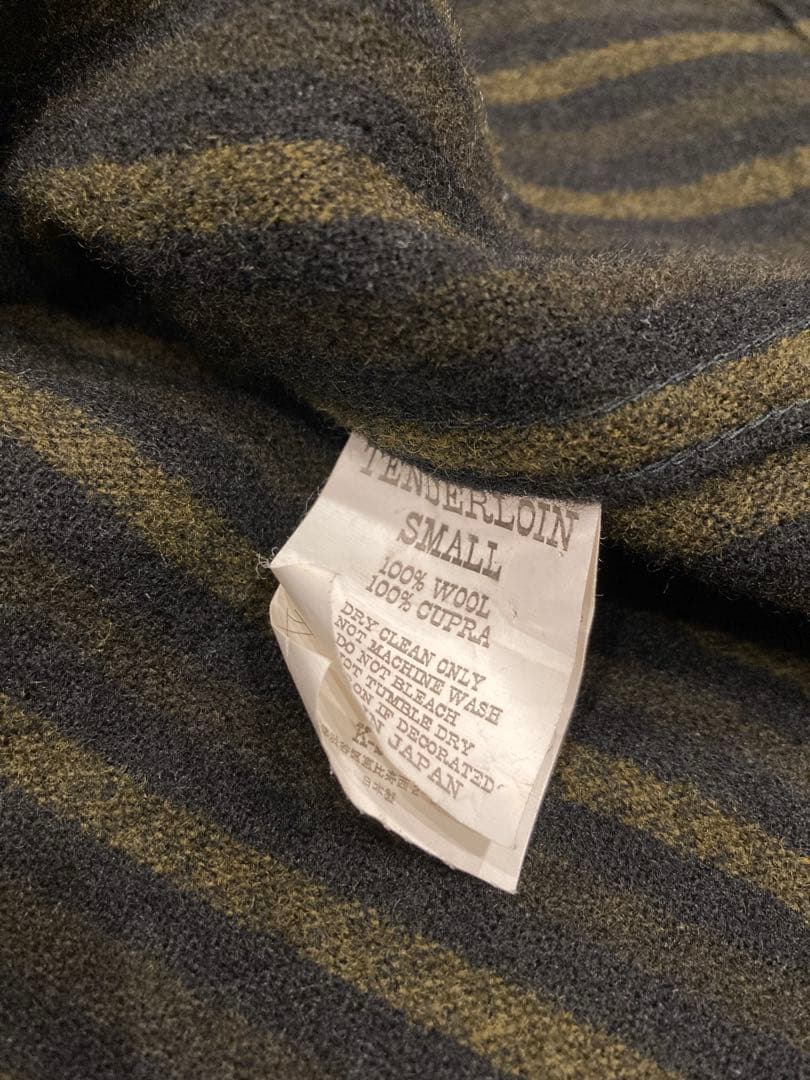 【noberu】オーブンカラー ウールシャツ　ストライプ　長袖シャツ