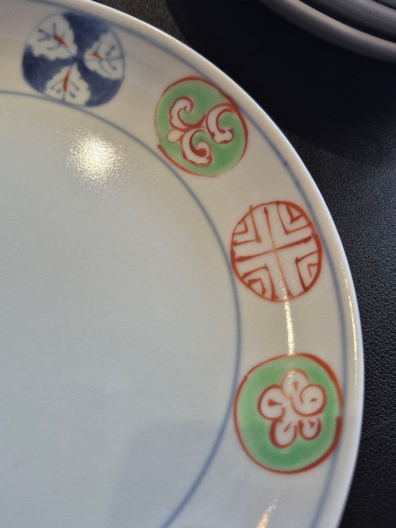 有田焼 福珠窯 染錦丸紋 5.5寸皿 5枚 手描き 定番人気