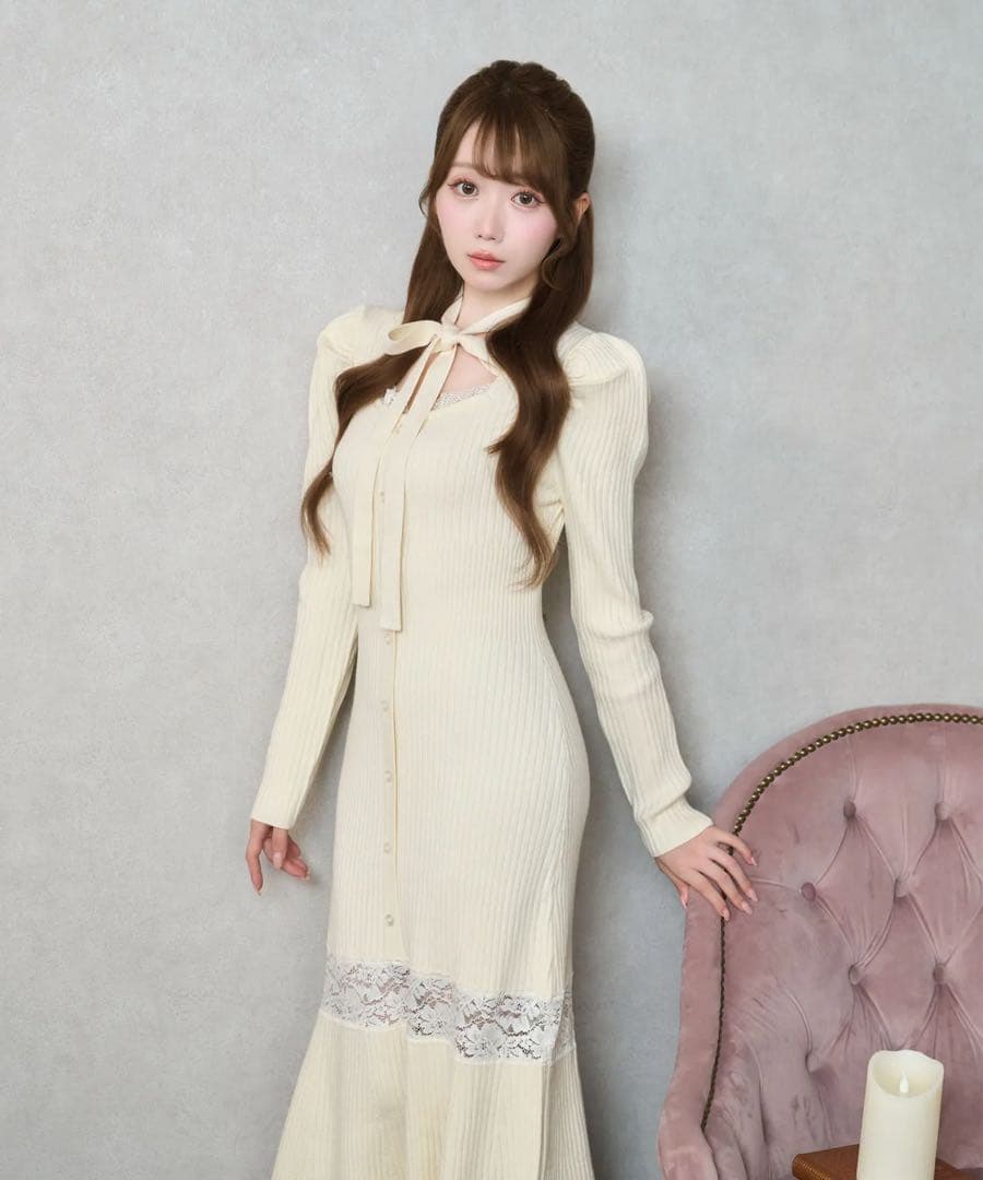Rosé Muse Mermaid lace knit dress ホワイト