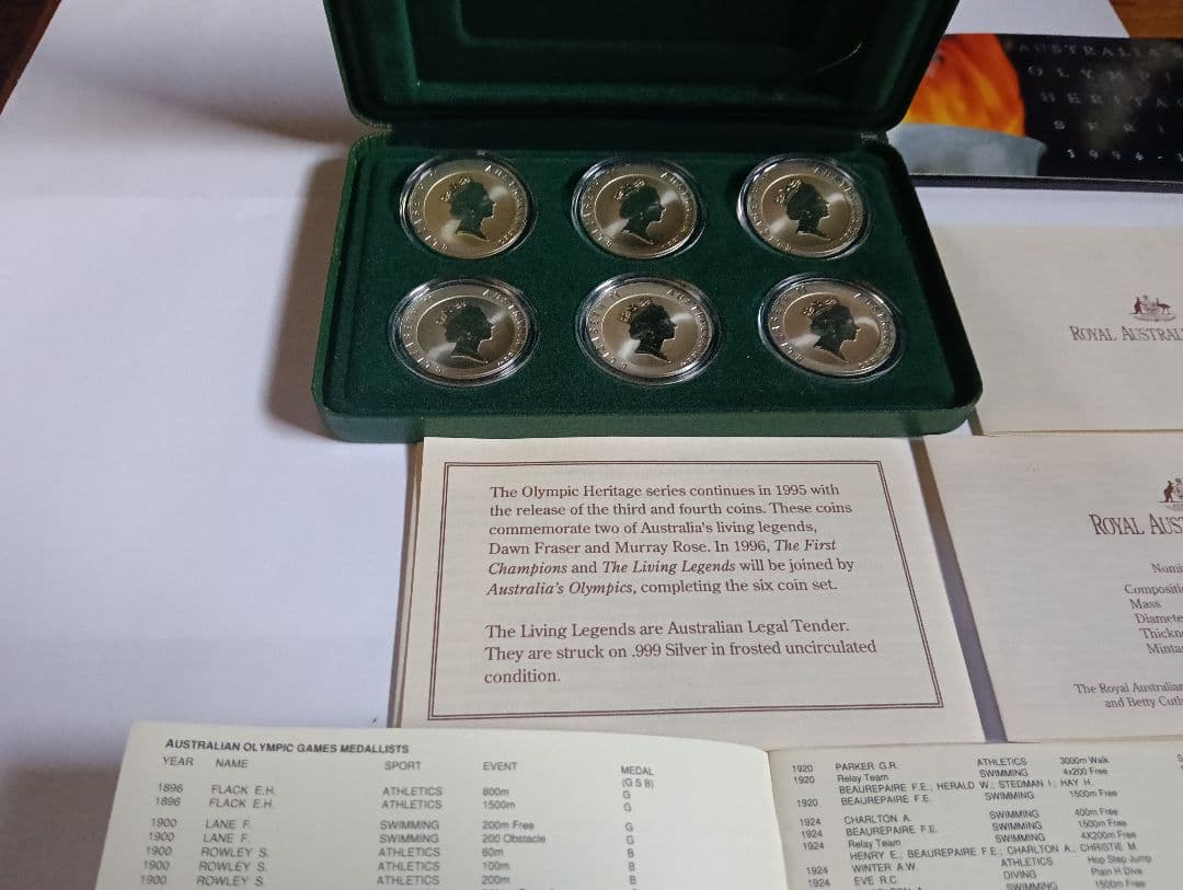オーストラリアオリンピック功績者 王立造幣局発行 純銀.999 総重量 160g