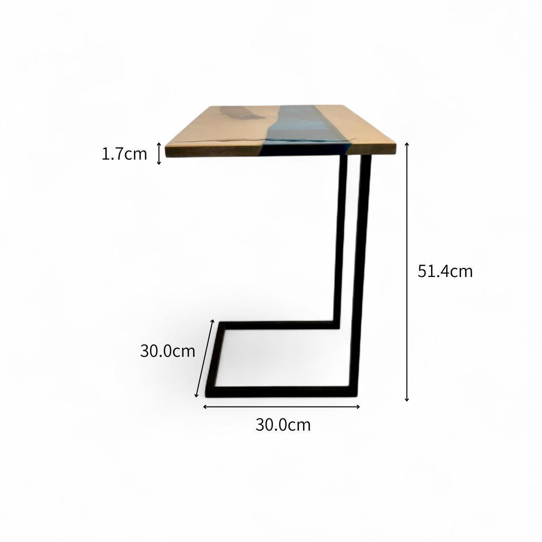 ミニテーブル サイドテーブル デスク リバー レジン 一枚板 アイアン 北欧