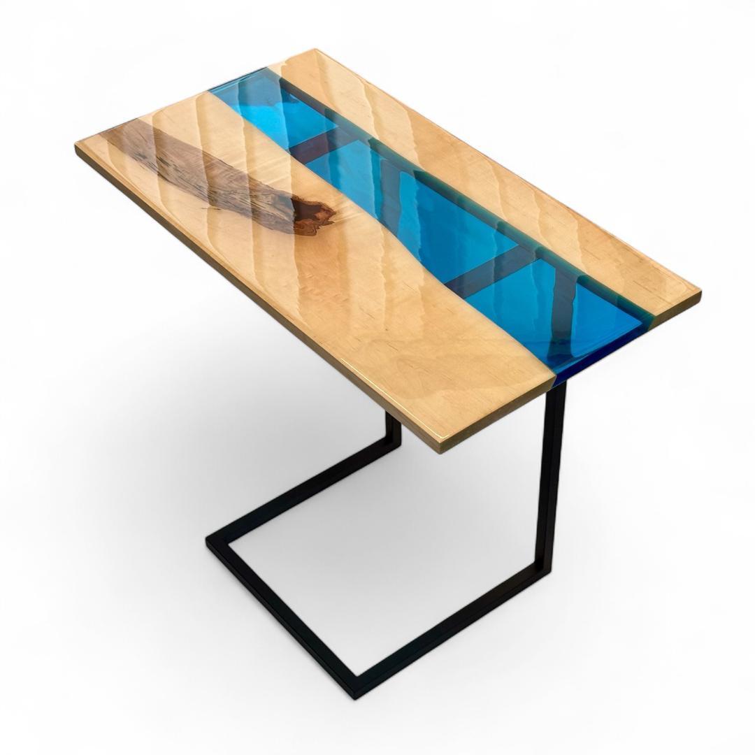 ミニテーブル サイドテーブル デスク リバー レジン 一枚板 アイアン 北欧