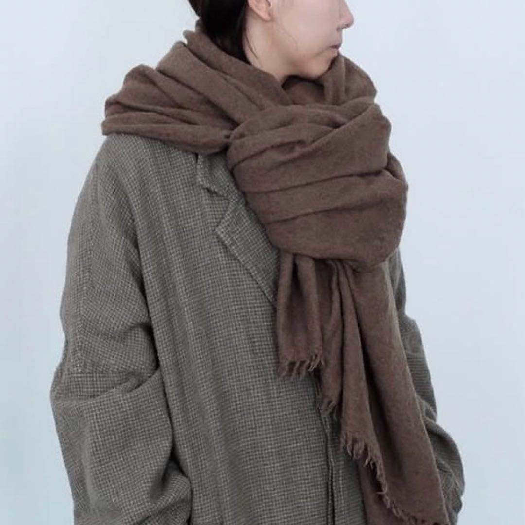 美品　locally muji stole 縮絨ウール カーキ　ストール