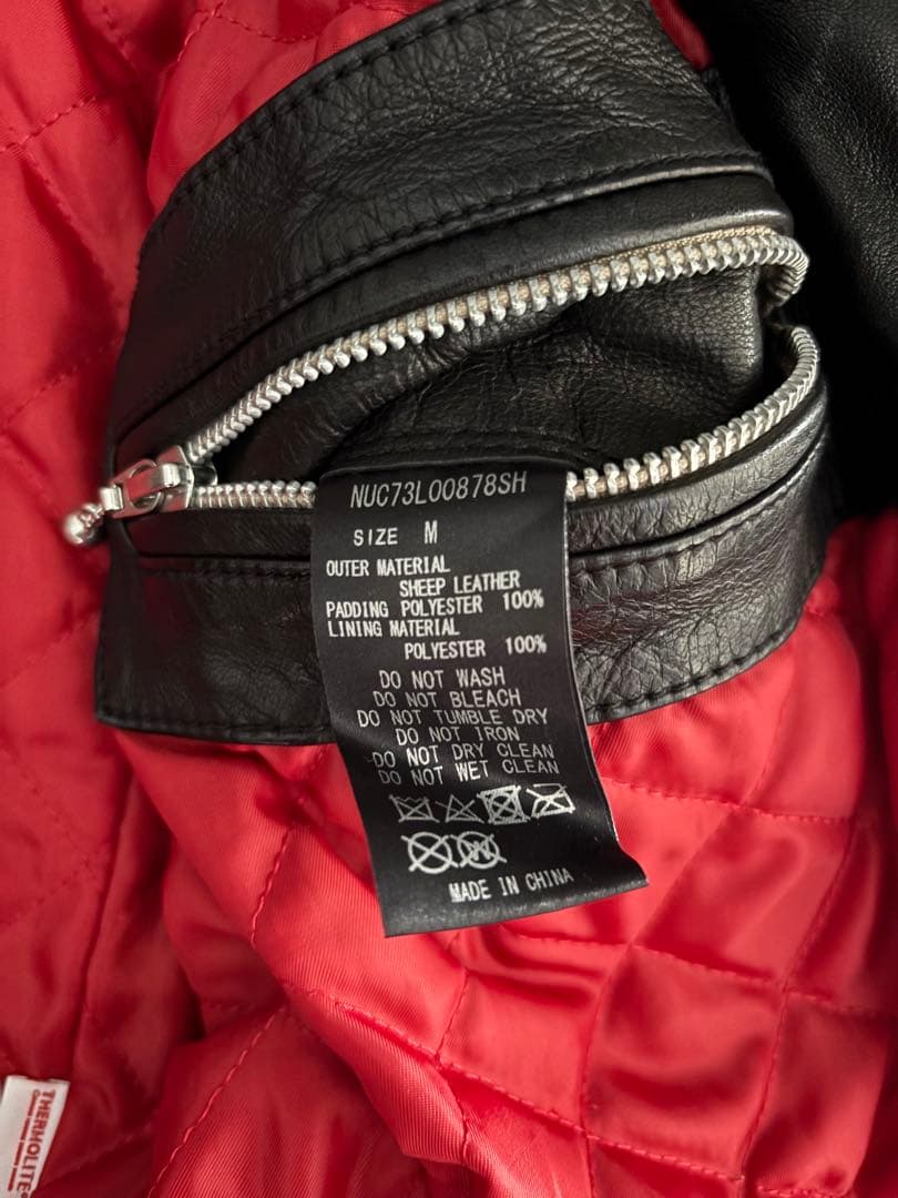 美品【希少Mサイズ】【ナノユニバース】羊革レザーライダースジャケットブラック