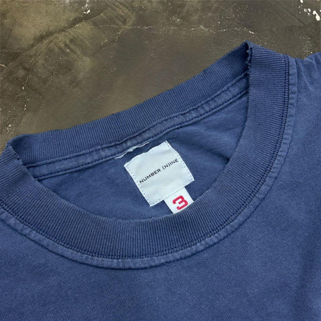 ★初期 Number Nine フェード プリント 半袖 Tシャツ 3 ネイビー