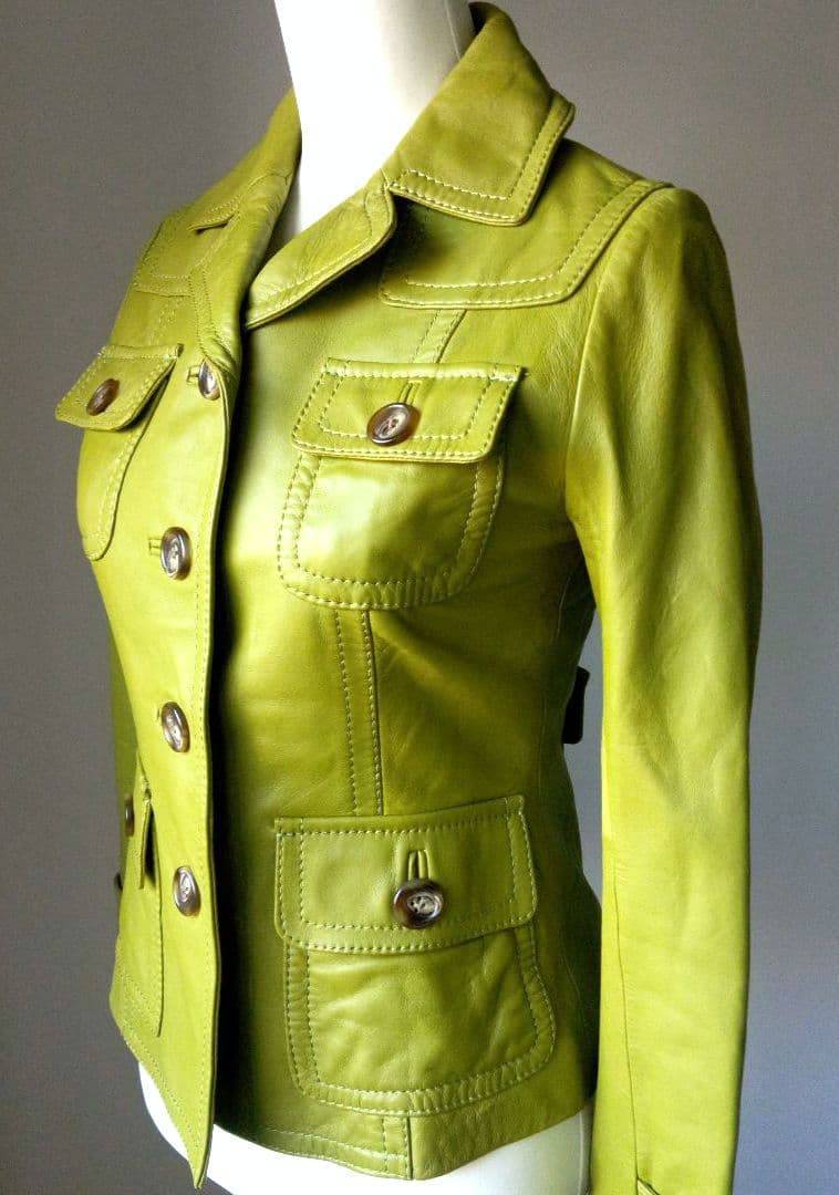 MICHAEL KORS マイケルコース　ライムグリーン レザー ジャケット