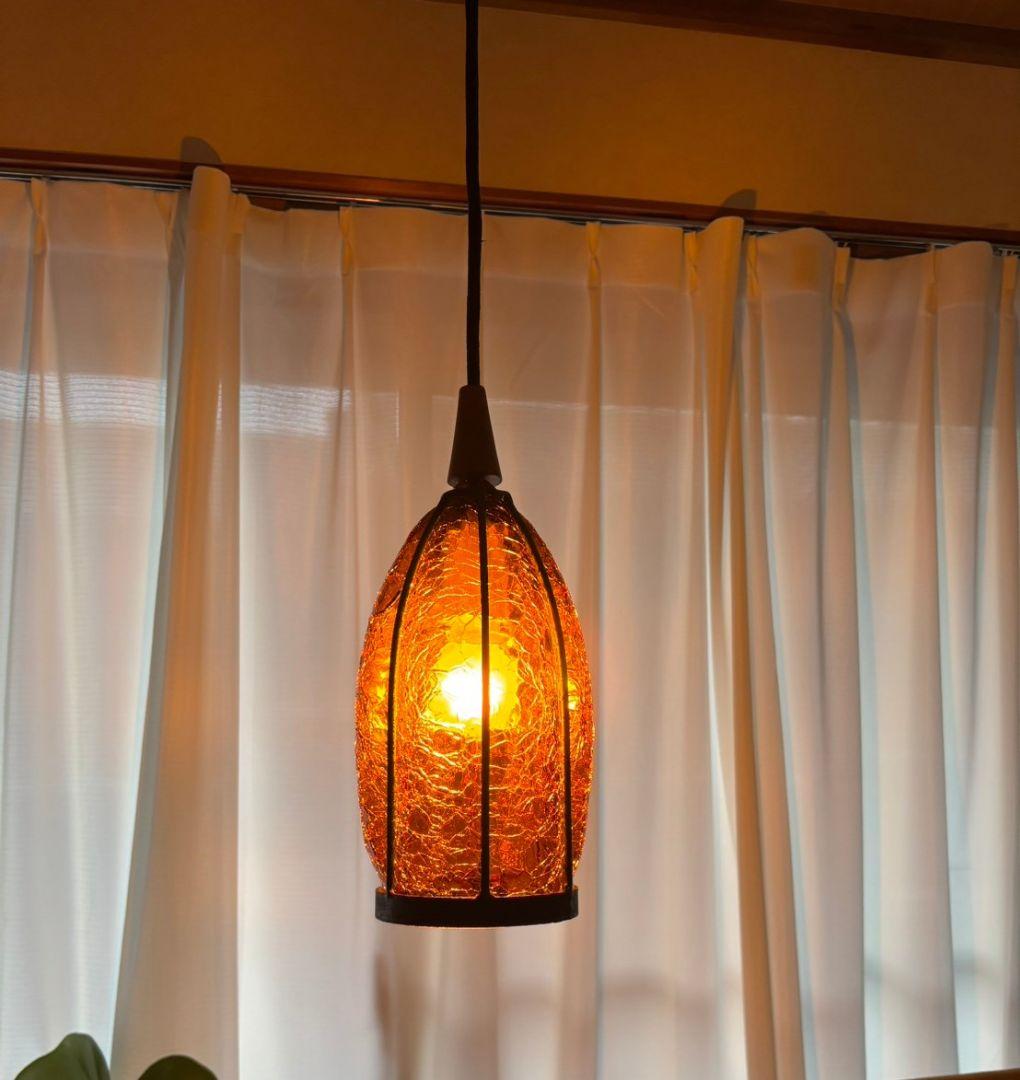 f アンバーガラス 吊り下げライト アンティークヴィンテージ ペンダントライト