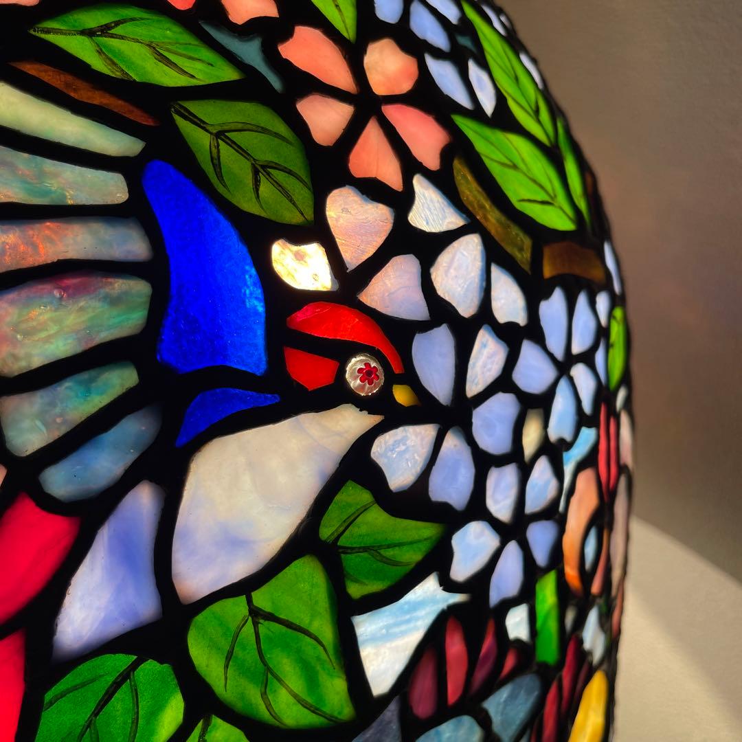極美品　特大フロア ステンドグラスランプ　ハンドメイド