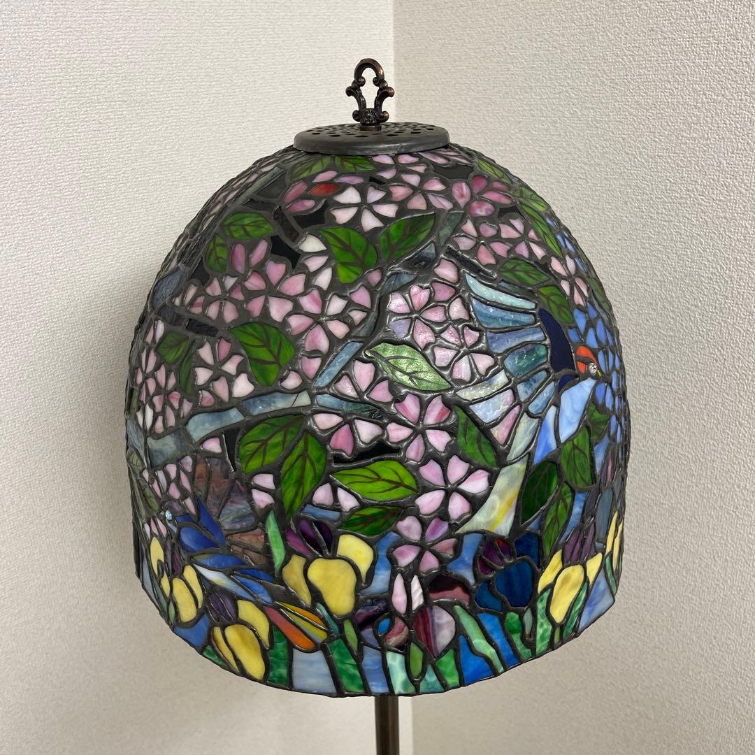 極美品　特大フロア ステンドグラスランプ　ハンドメイド