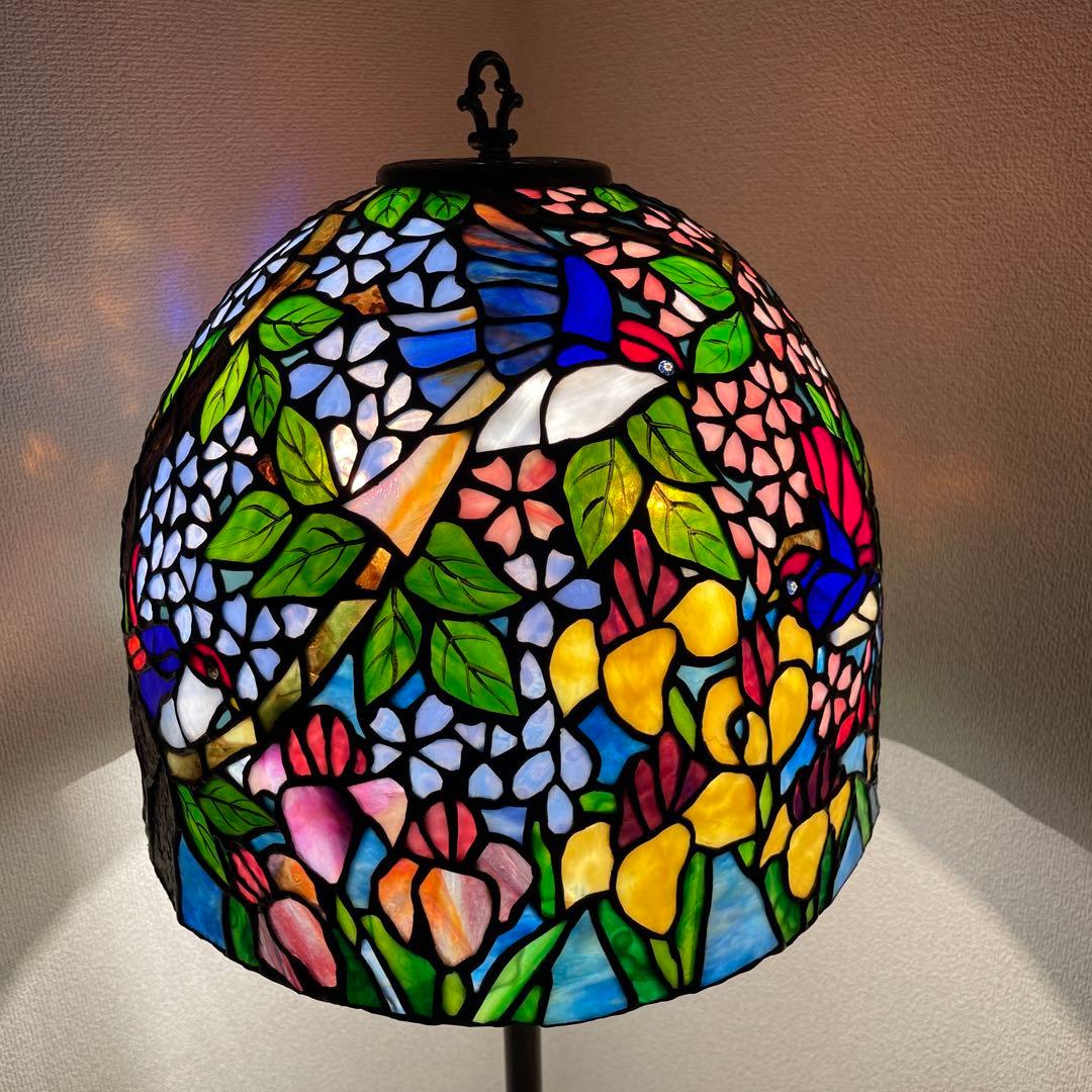 極美品　特大フロア ステンドグラスランプ　ハンドメイド