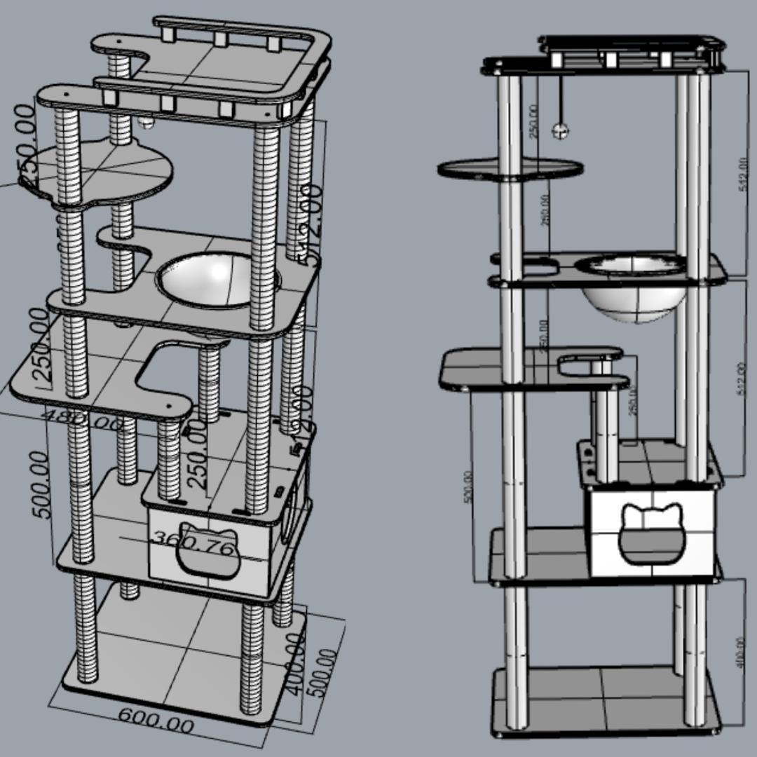 2025新型キャットタワー 木製 宇宙船　展望台　多頭飼い 大型猫　178cm