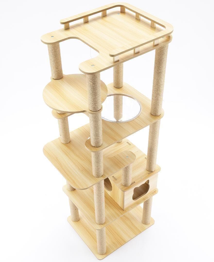 2025新型キャットタワー 木製 宇宙船　展望台　多頭飼い 大型猫　178cm