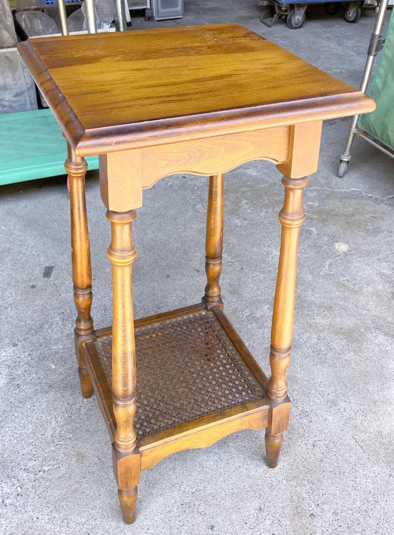 ★ 古家具 昭和 レトロ オールド カリモク コロニアル 花台 飾り台 電話台