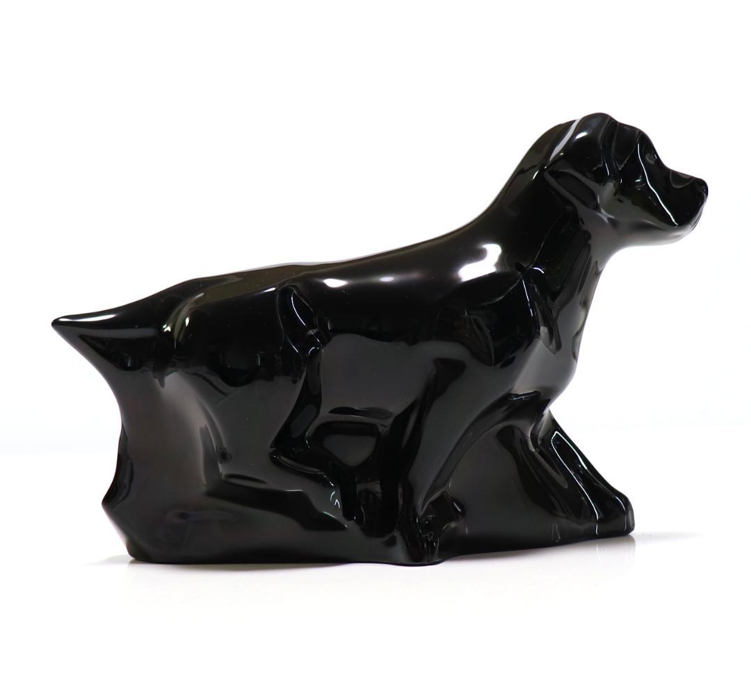バカラ 大型ブラッククリスタルガラス製フィギュリン 18.5cm1kg 漆黒の犬