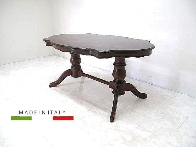 イタリア製クラシックダイニングテーブル W150cm 木象嵌装飾 マルケトリー