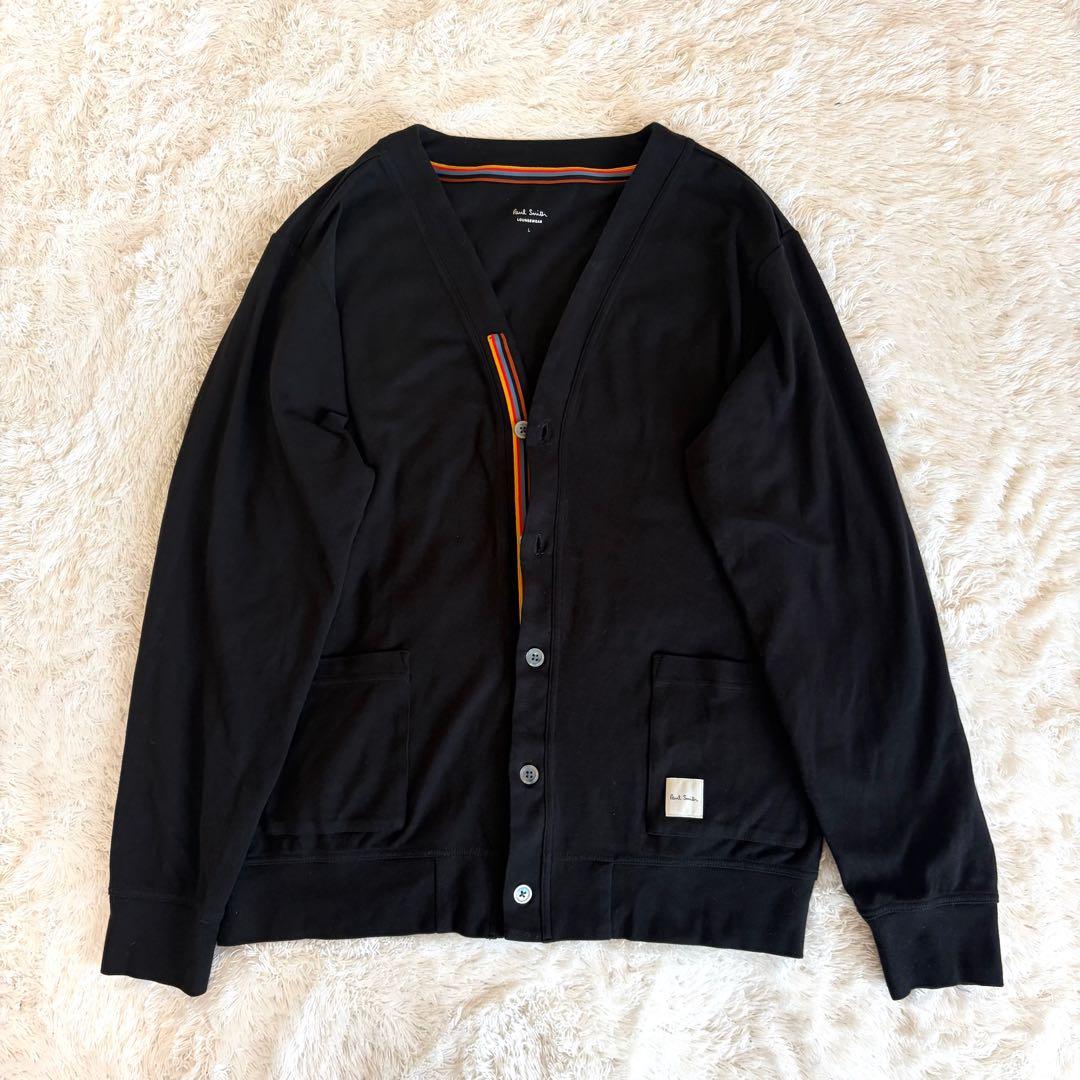 極美品　現行　ポールスミス　カーディガン　マルチカラー　ブラック　黒　L