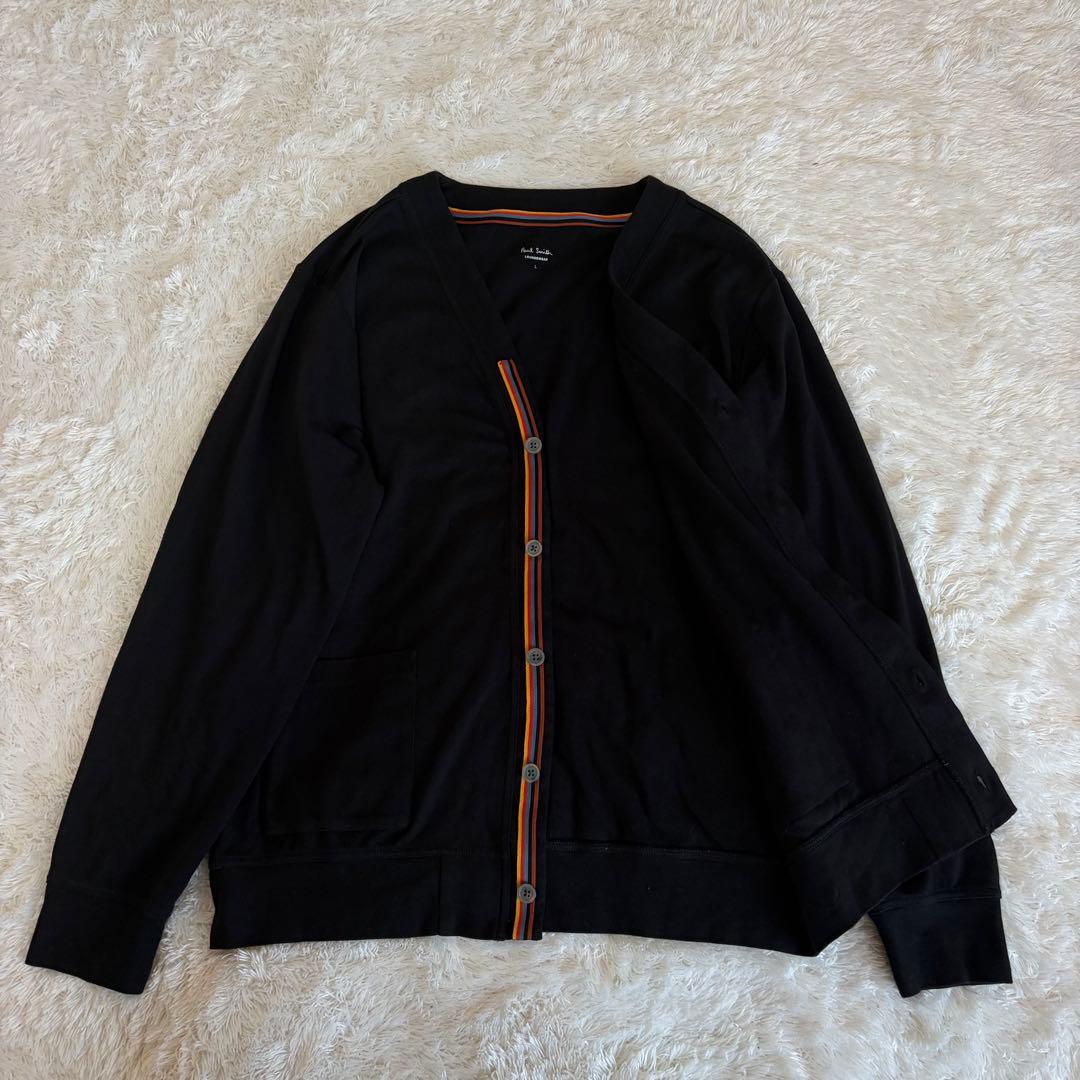 極美品　現行　ポールスミス　カーディガン　マルチカラー　ブラック　黒　L