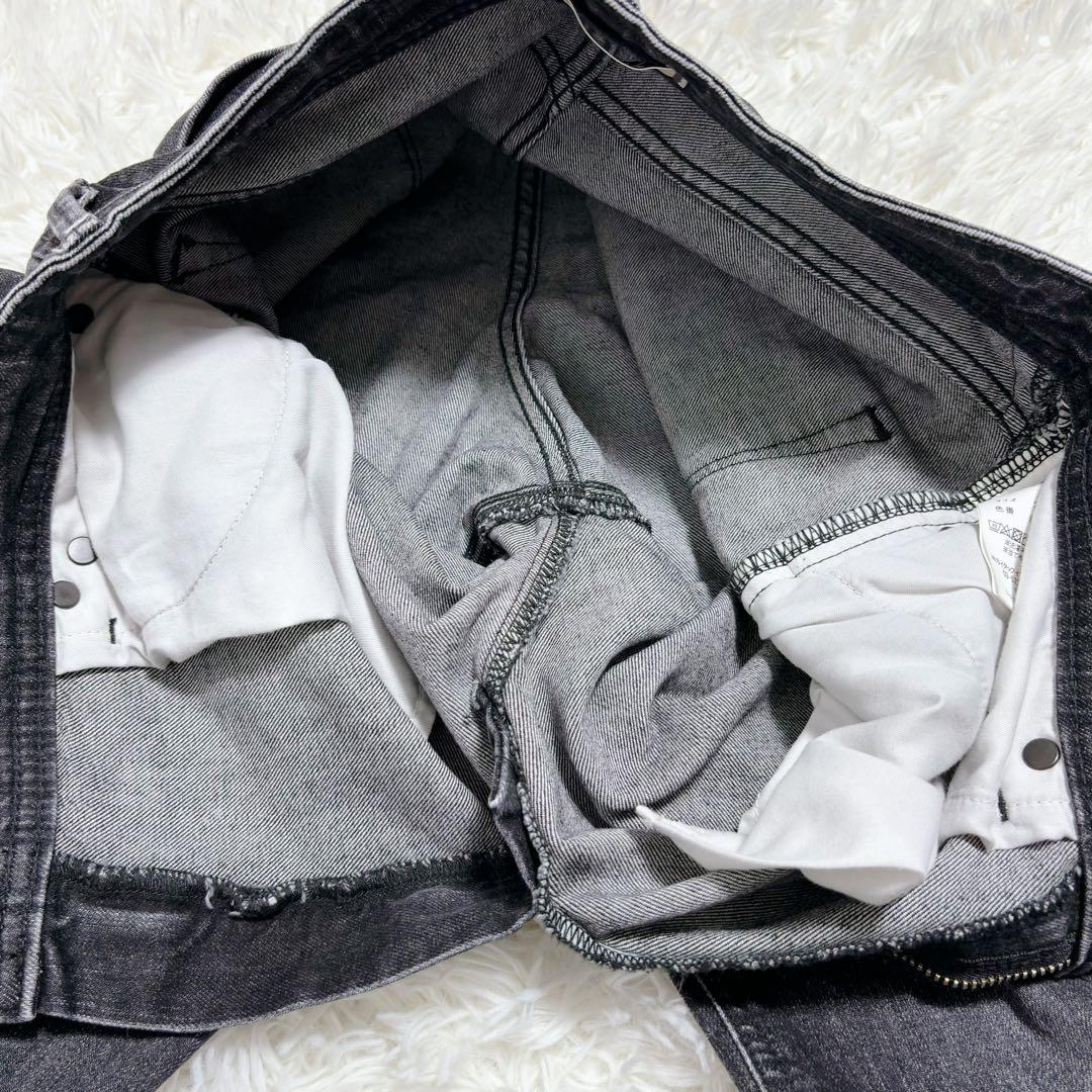 未使用級✨ヤヌーク LEA ボーイズストレート デニムパンツ ユーズドブラック