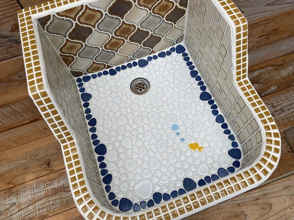 作善堂タイルシンク流し台 モザイクタイル 日本製 オシャレ雑貨 LS013