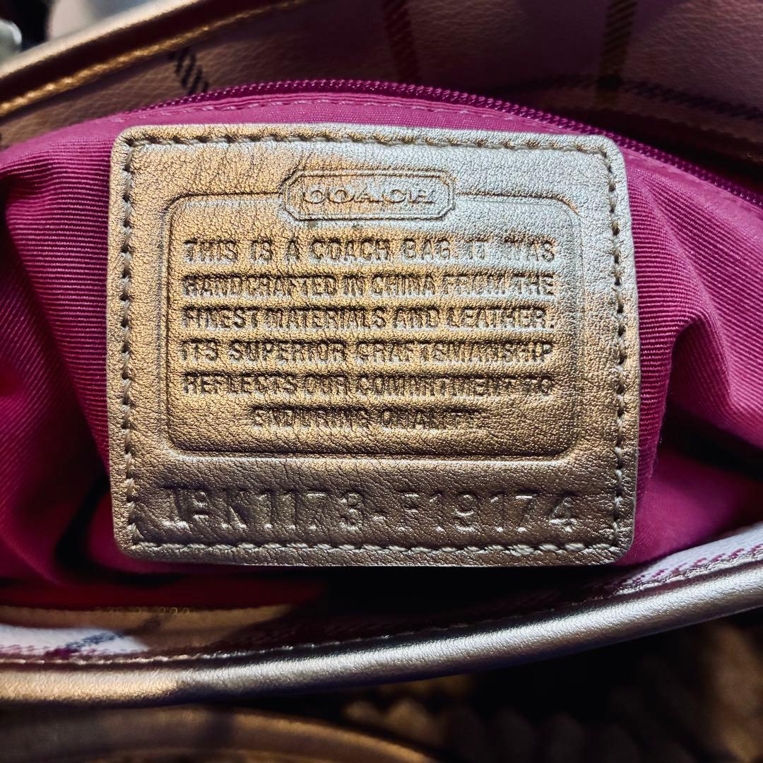 美品 COACH コーチ トートバッグ ショルダーバッグ チェック柄