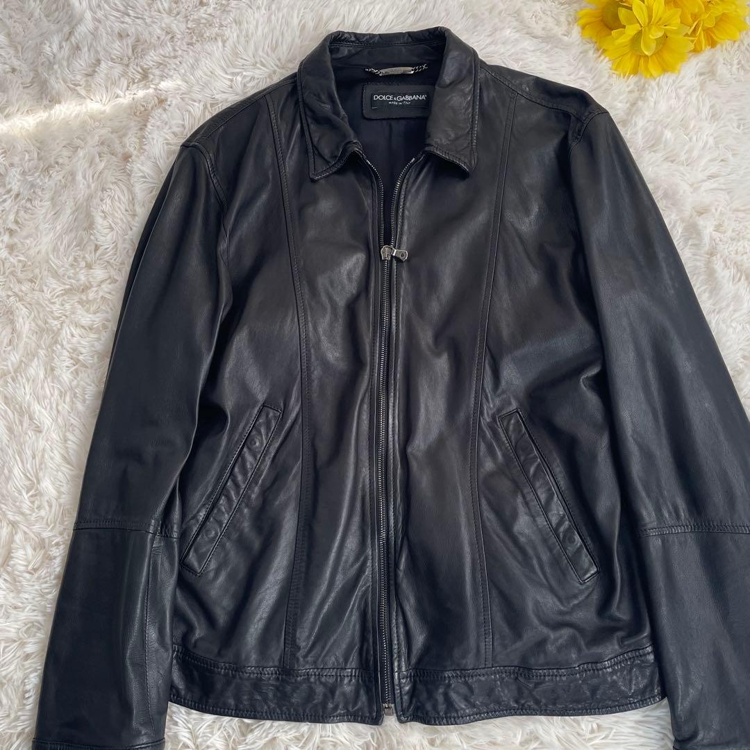 希少✨大きいサイズ ドルチェ&ガッバーナ レザージャケット ラムスキン 黒