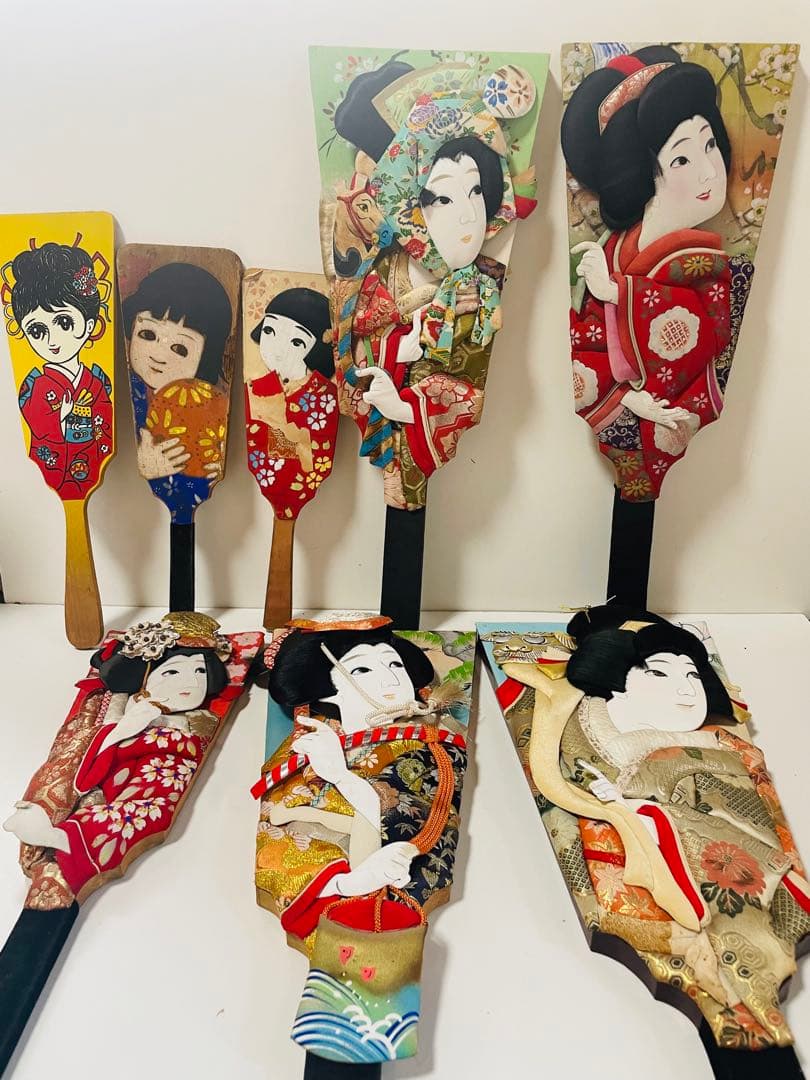 ビンテージ　日本の伝統的羽子板8個セット