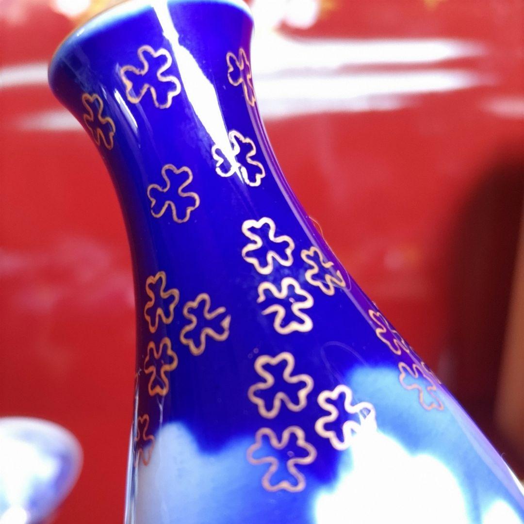 深川製磁　瑠璃牡丹金ミル　睦碗ご飯茶碗　夫婦茶碗組湯呑み　酒器揃木箱入10万以上