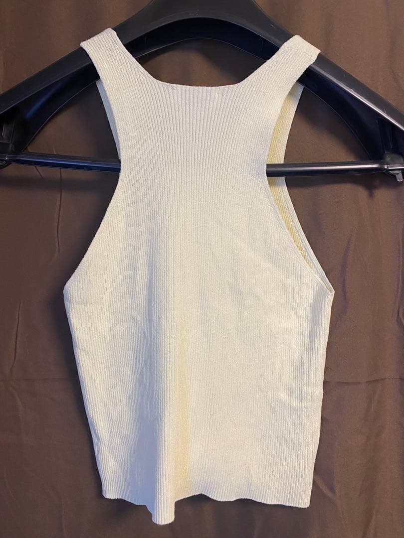 CHANEL リブ編みタンクトップ クリーム色