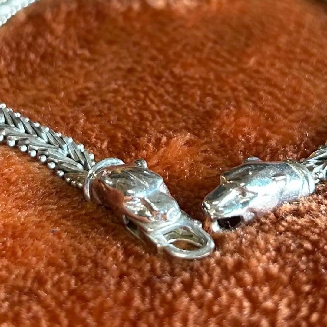 ミロル 80s ヴィンテージ ブレスレット シルバー925 猫 豹 22cm