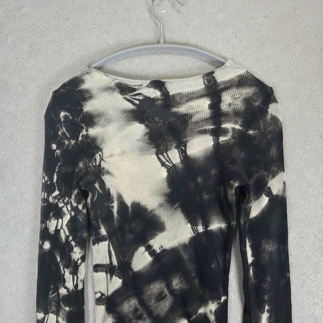 希少 L.G.B. タイダイ ブリーチ Vネック リブ 長袖 Tシャツ