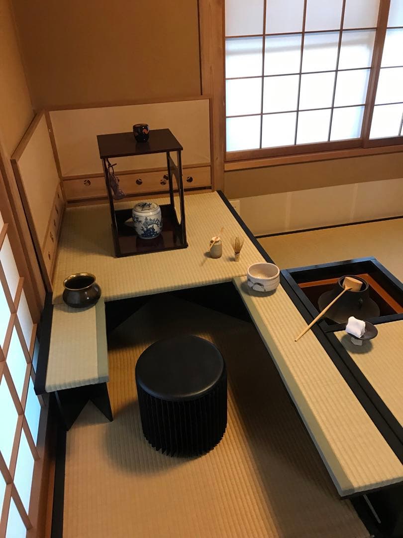 楽々茶棚　(立礼)収納ボックス点前座と炉壇嵌め込み畳と建水台の3点セット