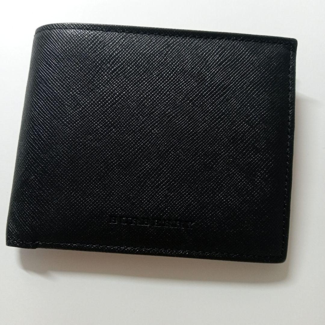 BURBERRY ブラック 二つ折り財布 牛革 メンズ
