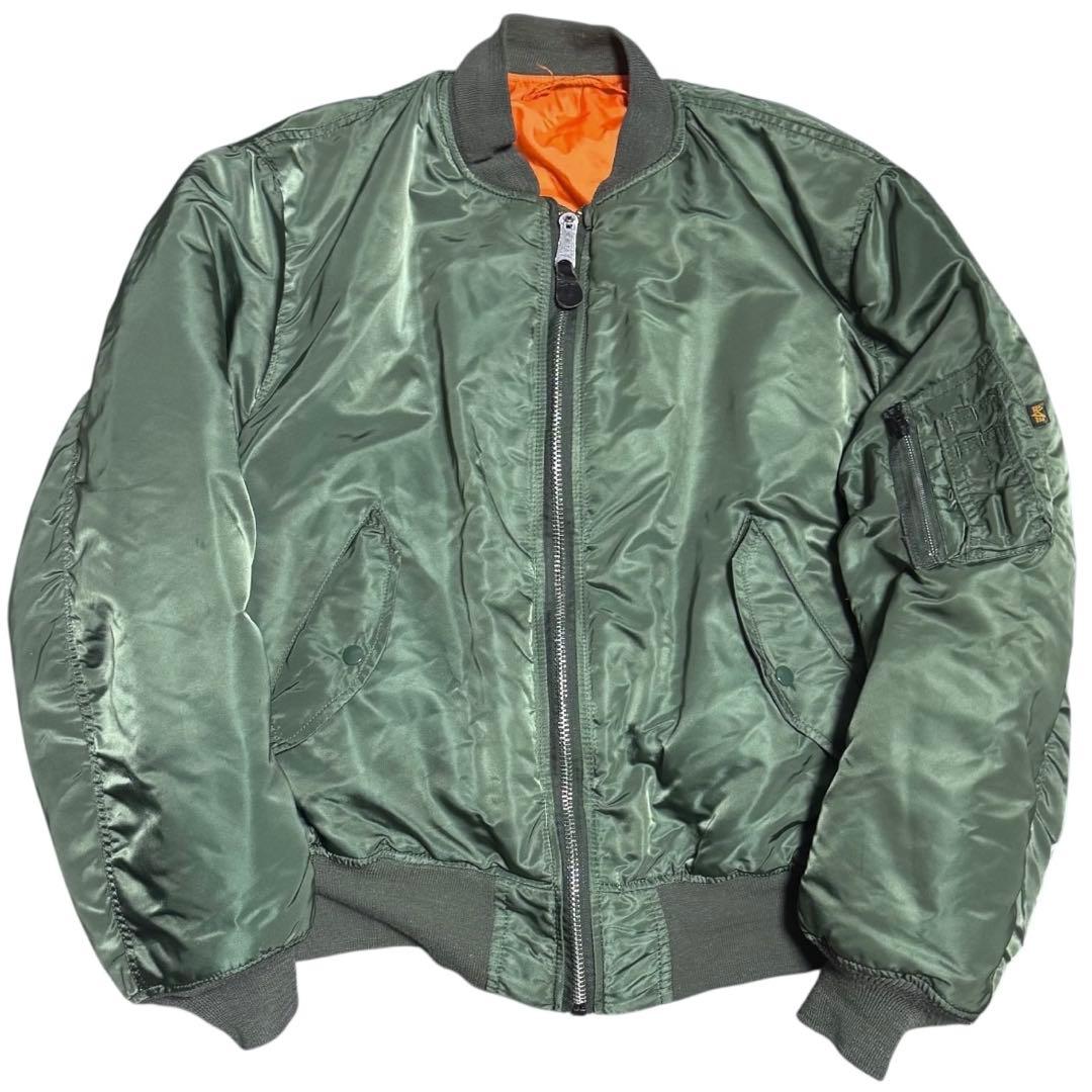 ALPHA 90s USA製 MA-1 ボンバージャケット 短丈 XXL セージ