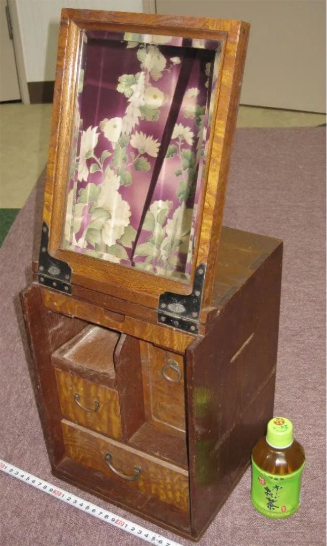 姫鏡台レトロ  折り畳み 化粧台 卓上 鏡台  化粧箱  ドレッサー 芸者