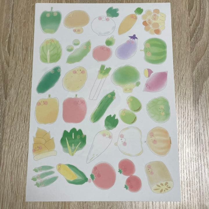 確認用♡野菜メモ♡手描き　フレークシール
