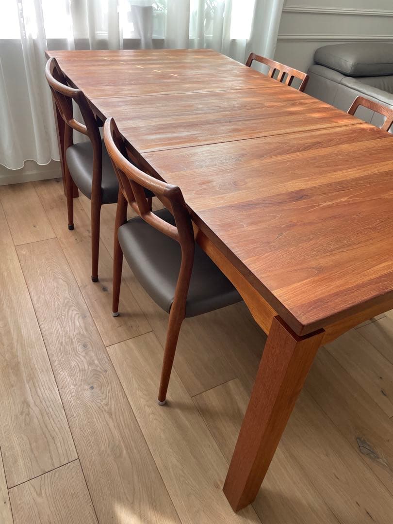 希少チーク　ダイニングテーブル1350からエクステンション1800