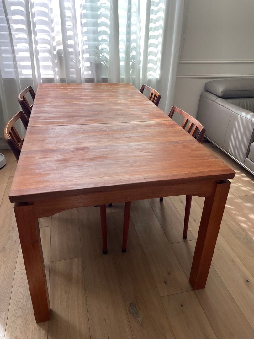 希少チーク　ダイニングテーブル1350からエクステンション1800