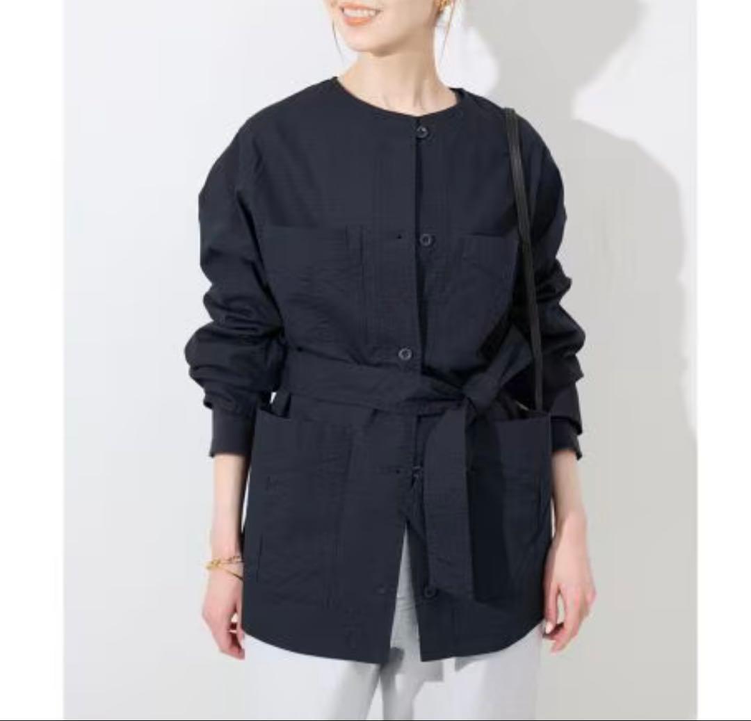 ノーカラーサファリブルゾン　スローブイエナ