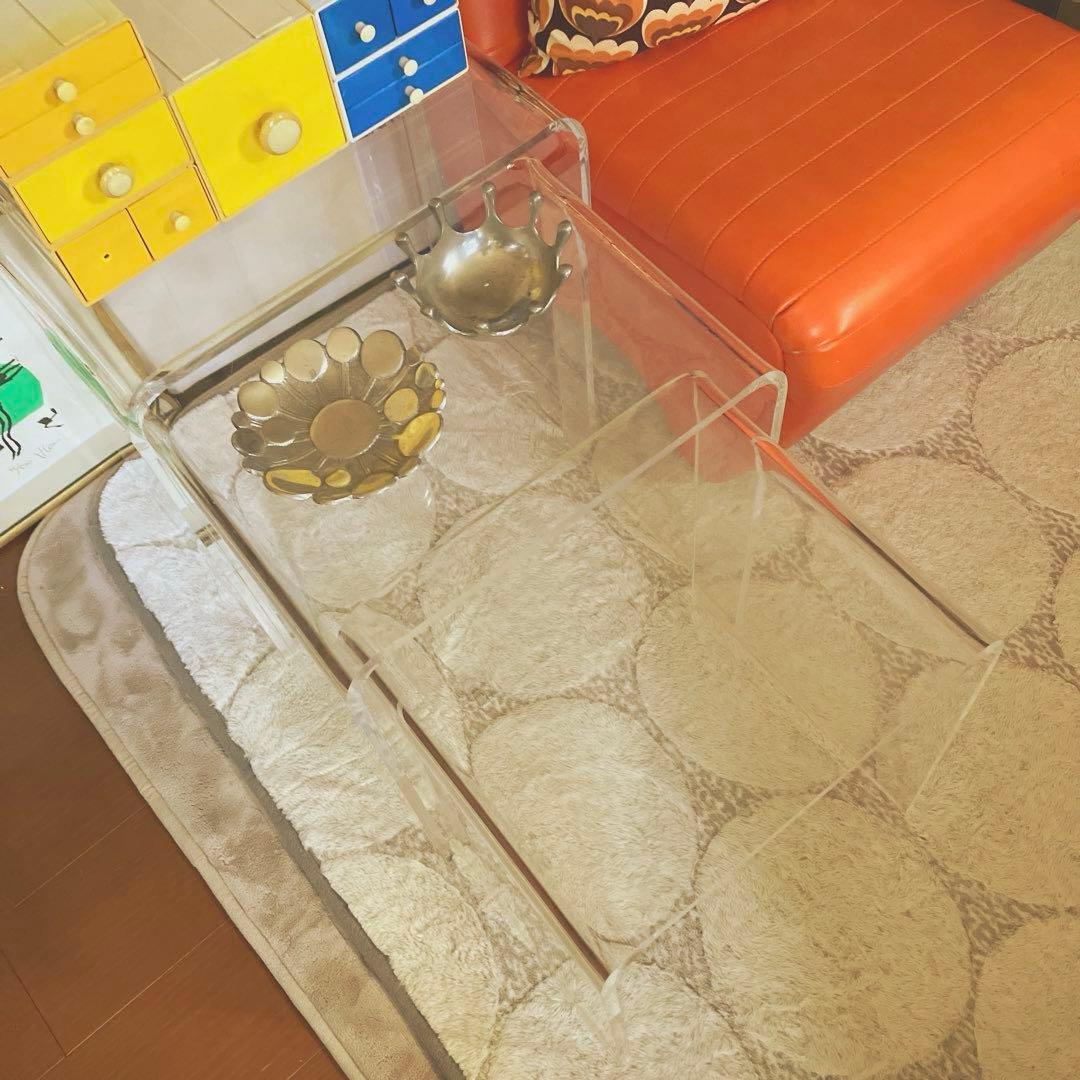 アクリル ネストテーブル 3台セット ミッドセンチュリー スペースエイジ 飾り台