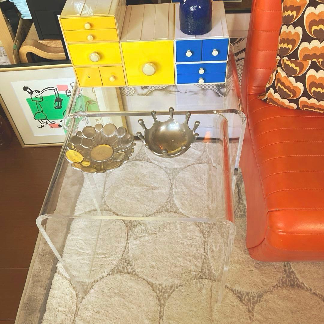 アクリル ネストテーブル 3台セット ミッドセンチュリー スペースエイジ 飾り台