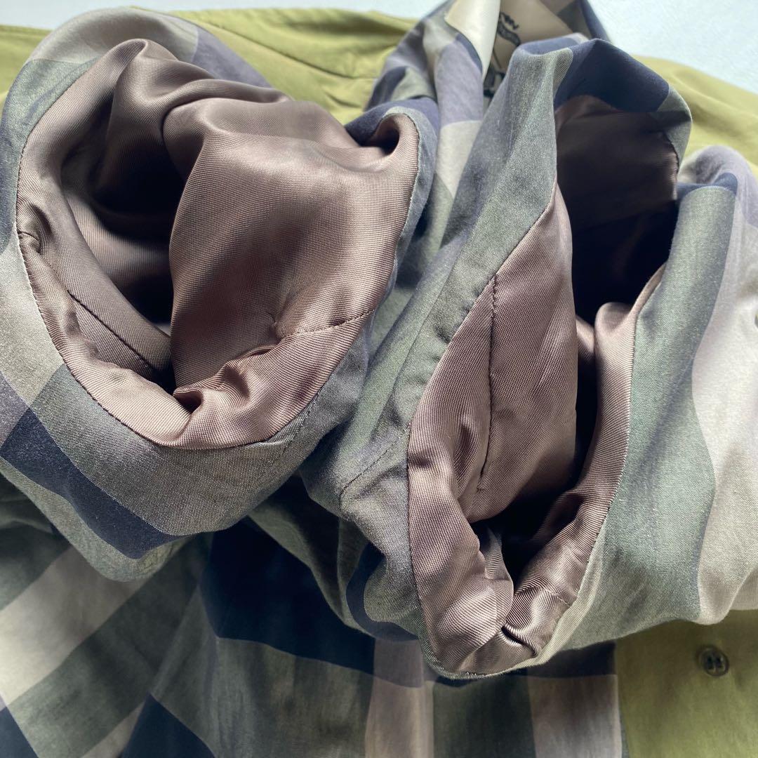 【未使用級/メガチェック】バーバリーロンドン トレンチ 46R カーキ