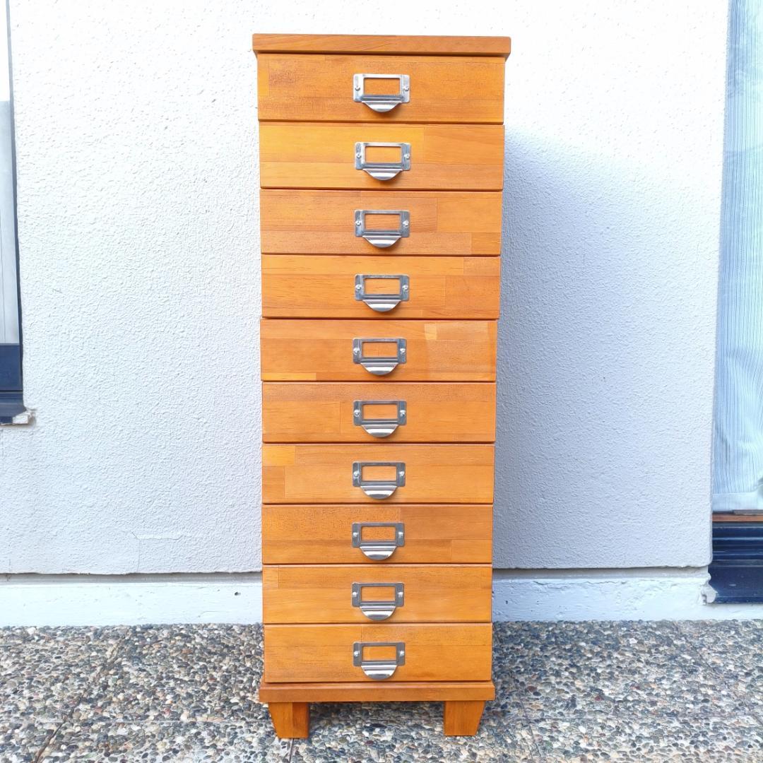 多段チェスト 10段 A4 書類 引き出し 収納 天然木製 ウッド 収納棚